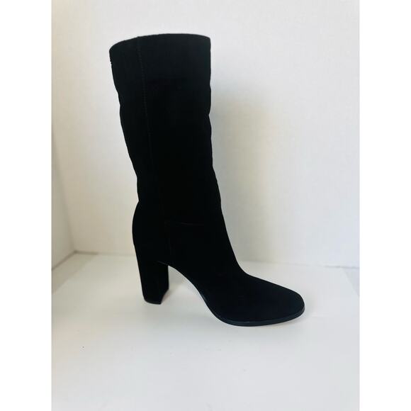Ralph Lauren Artizan II Black Suede Mid-Calf Boots Sz 9 Minimalist Classic Style - Picture 9 of 10
